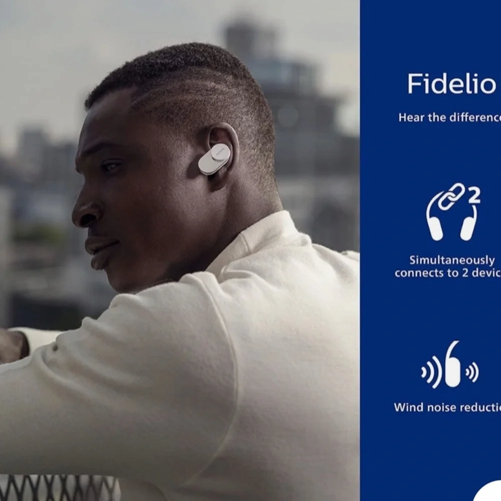 Philips Fidelio T1 Silver and White True Wireless Earbuds
